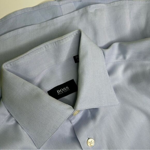 Hugo Boss Light Blue Knit Button Down Dress Shirt - Picture 3 of 11